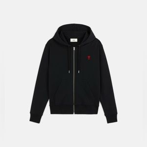 AMI Ami de Coeur Embroidered Zip-Up Hoodie